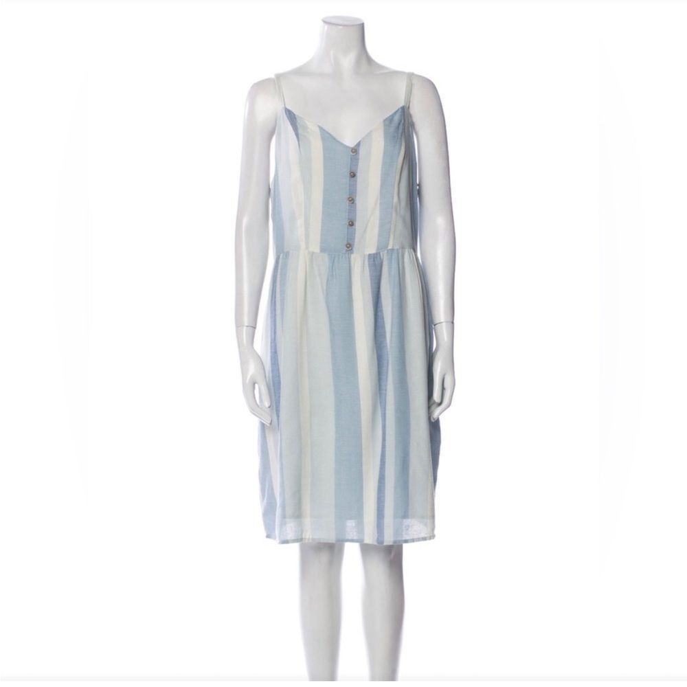 Joie Mommy & Me Linen Blend Blue & White Striped Knee Length Dress Size 10 NWT